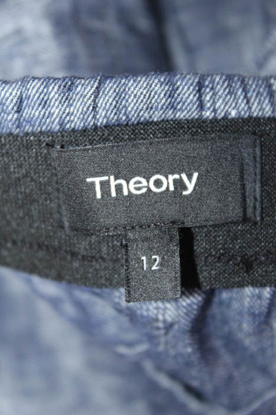 Theory Rinsed Wash Linen Collared Blazer Straight Leg Pant Suit Size 12