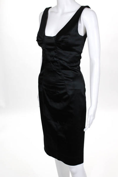 D&G Dolce & Gabbana Black Stretch V Neck Sleeveless Dress Size 40