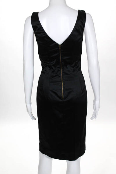 D&G Dolce & Gabbana Black Stretch V Neck Sleeveless Dress Size 40