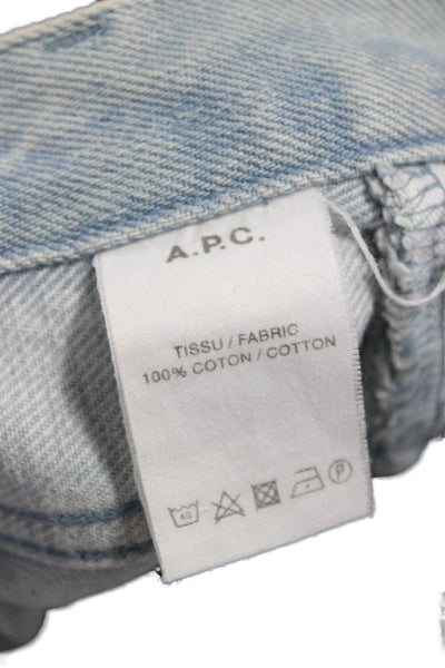 A.P.C. Unisex Adults Straight Blue High Rise Cotton Jeans Button Size 32