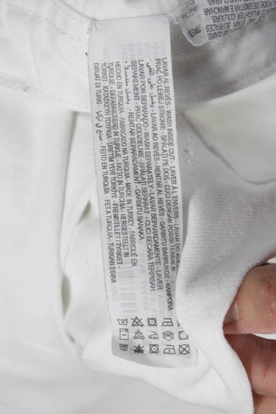 Zara Womens Tapered Jeans White High Rise Button Cotton Blend Size 30