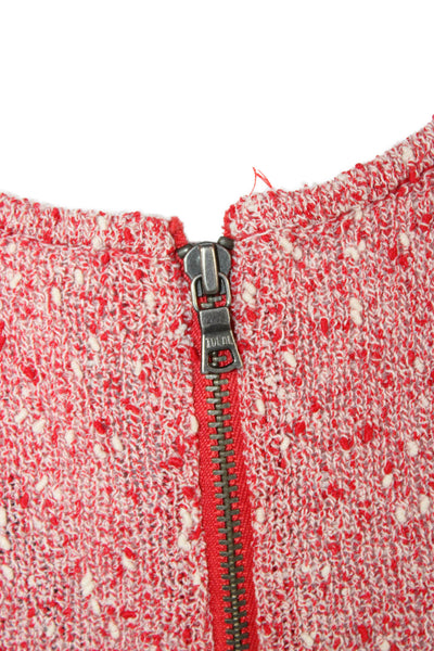 Alice + Olivia Womens Romper Red Viscose Round Neck Sleeveless Zip Size 0
