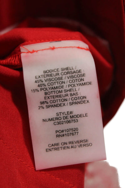 Alice + Olivia Womens Romper Red Viscose Round Neck Sleeveless Zip Size 0