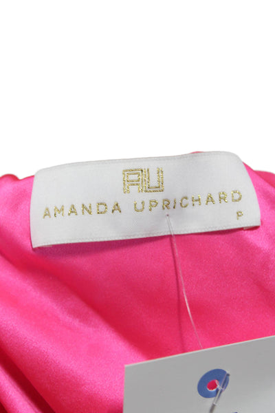 Amanda Uprichard Womens Romper Pink Silk Off Shoulder Sleeveless Size PP