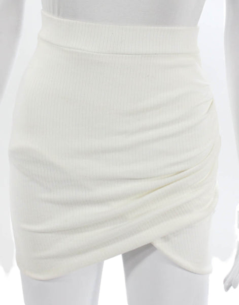 Lovers + Friends Womens Wrap Skirt White Pull On Cotton Size 2XS