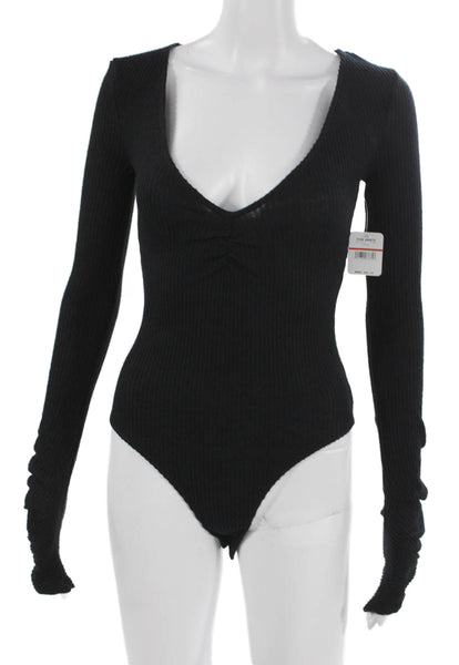 Intimately Free People Women Bodysuit Long Sleeve Black Size XS