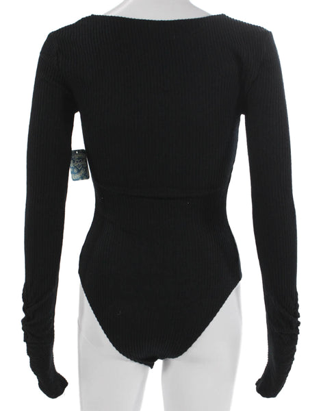Intimately Free People Women Bodysuit Long Sleeve Black Size XS