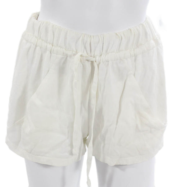 Stateside Womens Tencel Sweat Shorts White Drawstring Size XS