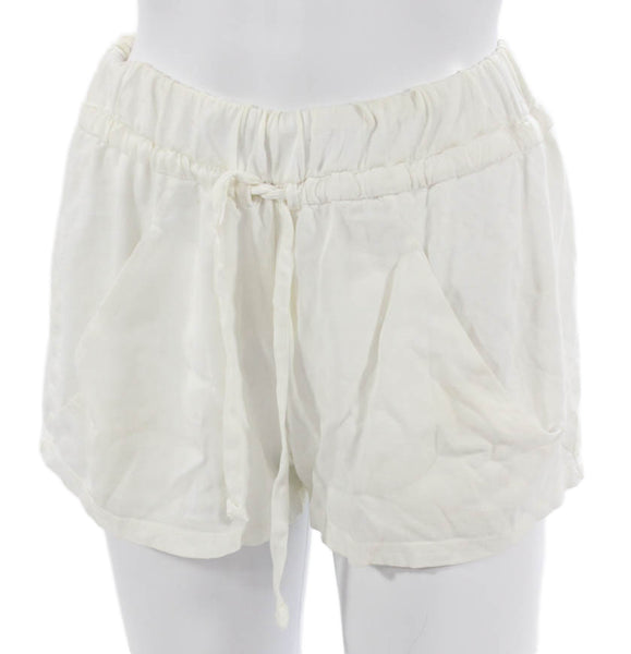 Stateside Womens Tencel Sweat Shorts White Drawstring Size XS