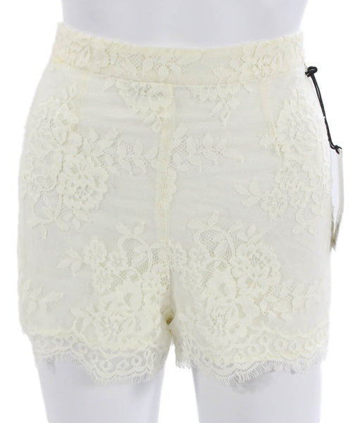 BB Dakota Womens Floral Hot Pants Cotton Ivory Zip Size 0