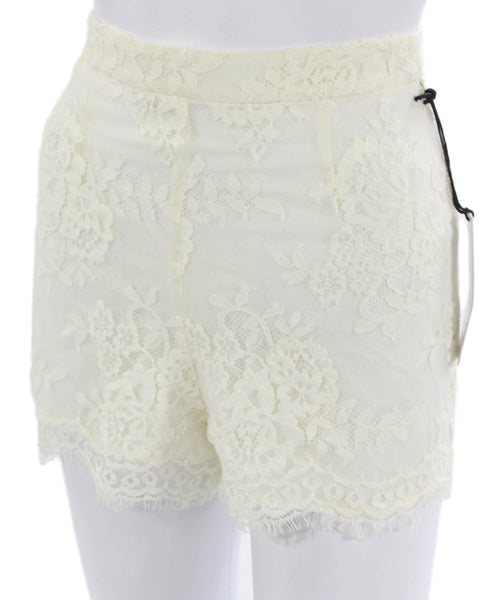 BB Dakota Womens Floral Hot Pants Cotton Ivory Zip Size 0