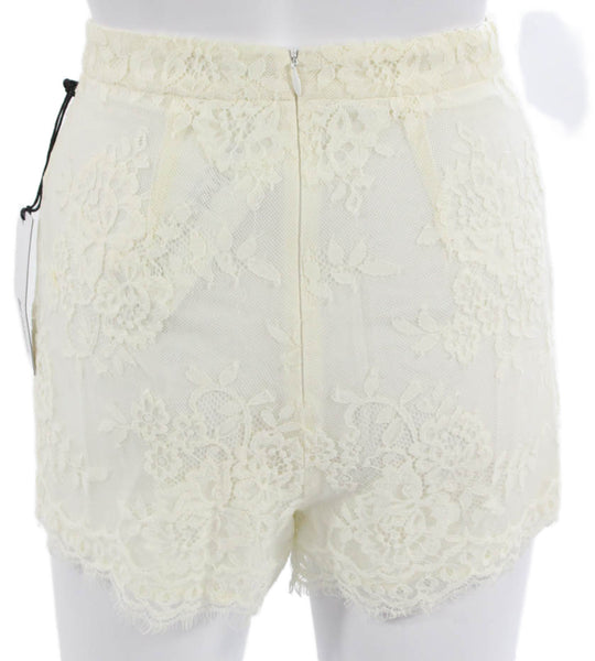 BB Dakota Womens Floral Hot Pants Cotton Ivory Zip Size 0