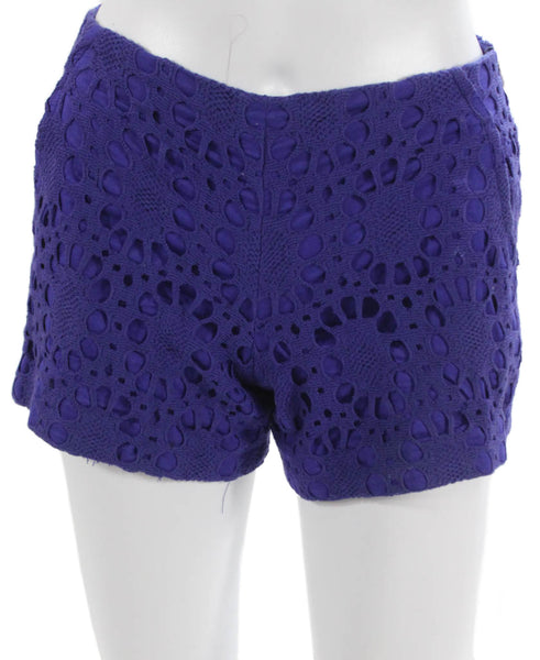 Trina Turk Womens Hot Pants Purple Cotton Geometric Zip Size 00