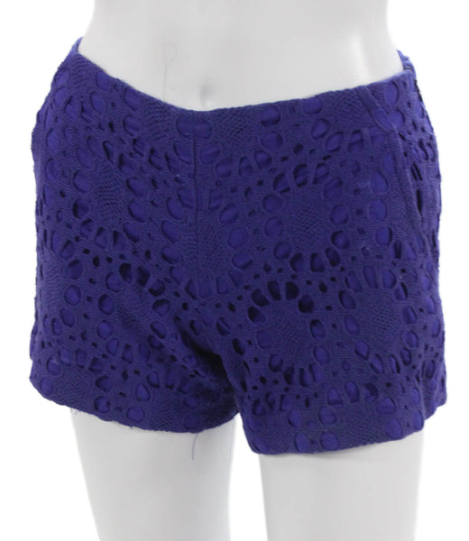 Trina Turk Womens Hot Pants Purple Cotton Geometric Zip Size 00