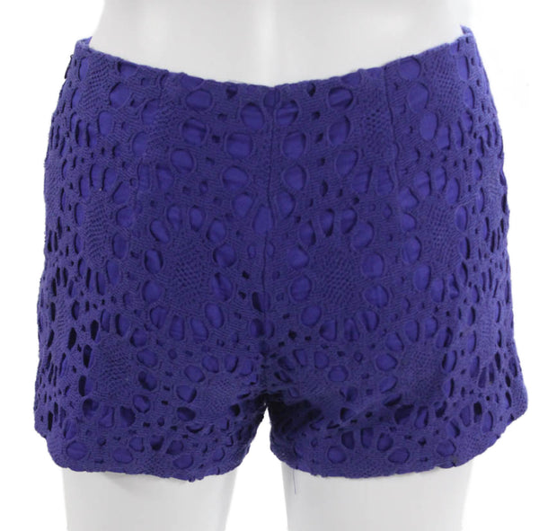 Trina Turk Womens Hot Pants Purple Cotton Geometric Zip Size 00
