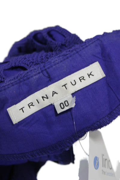 Trina Turk Womens Hot Pants Purple Cotton Geometric Zip Size 00