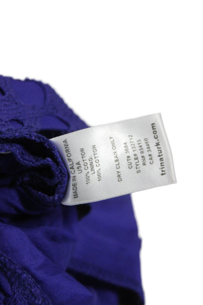 Trina Turk Womens Hot Pants Purple Cotton Geometric Zip Size 00