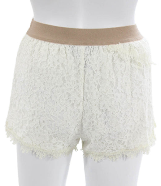 BCBG Max Azria Women Ivory Cotton Floral Hot Pants Size 2XS