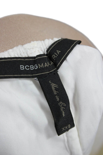 BCBG Max Azria Women Ivory Cotton Floral Hot Pants Size 2XS