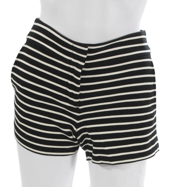 BCBGMAXAZRIA Women Hot Pants Black Striped Cotton Pull On Summer Size 2XS