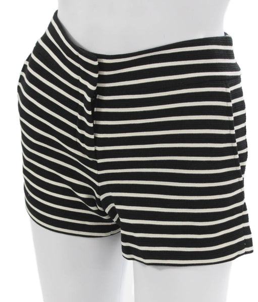 BCBGMAXAZRIA Women Hot Pants Black Striped Cotton Pull On Summer Size 2XS