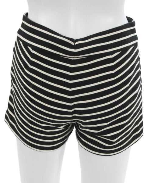 BCBGMAXAZRIA Women Hot Pants Black Striped Cotton Pull On Summer Size 2XS