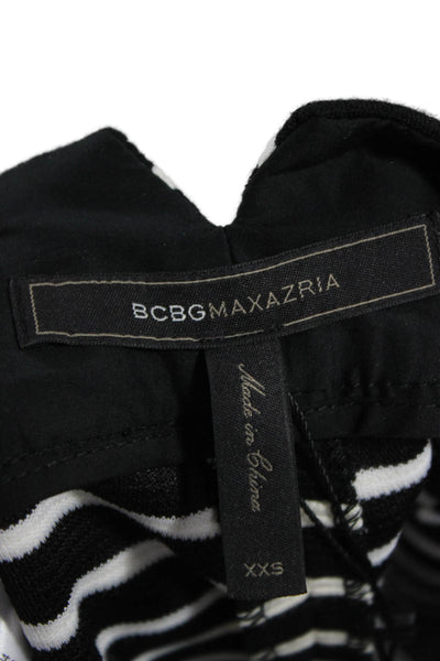 BCBGMAXAZRIA Women Hot Pants Black Striped Cotton Pull On Summer Size 2XS