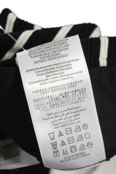 BCBGMAXAZRIA Women Hot Pants Black Striped Cotton Pull On Summer Size 2XS