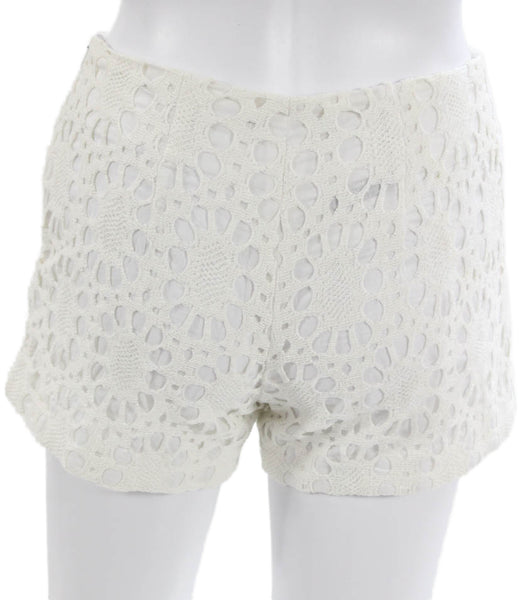 Trina Turk Womens Hot Pants White Cotton Geometric Zip Size 00