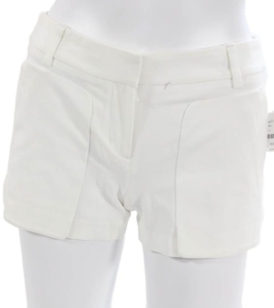 BCBG Max Azria Women Hot Pants White Cotton Zip Solid Spring Size 2XS