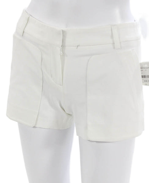 BCBG Max Azria Women Hot Pants White Cotton Zip Solid Spring Size 2XS