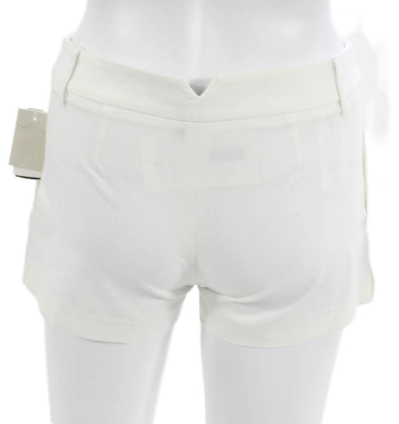 BCBG Max Azria Women Hot Pants White Cotton Zip Solid Spring Size 2XS