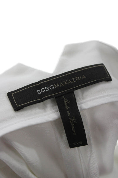 BCBG Max Azria Women Hot Pants White Cotton Zip Solid Spring Size 2XS
