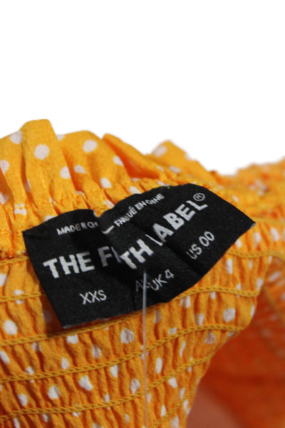 The Fifth Label Womens Cropped Tank Yellow Polka Dot Square Neck Size 2XS