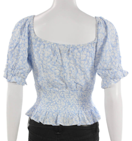 Lost + Wander Womens Cropped Floral Rayon V-Neck Short Sleeve Blouse Size XS