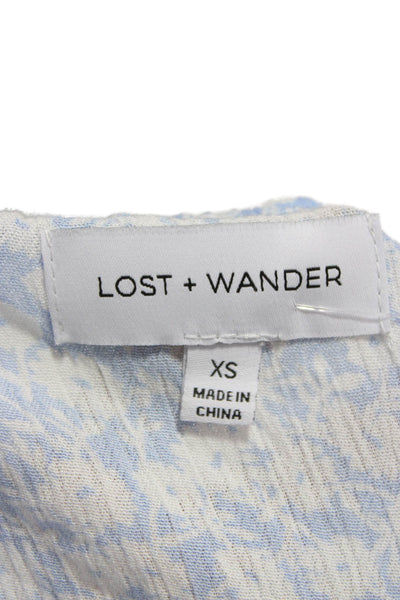 Lost + Wander Womens Cropped Floral Rayon V-Neck Short Sleeve Blouse Size XS