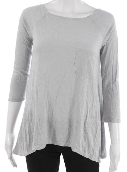 Alice + Olivia Womens Gray Linen Scoop Neck Tunic 3/4 Sleeve Size XS