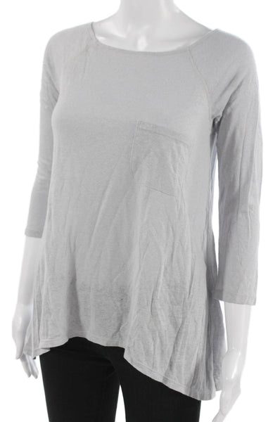 Alice + Olivia Womens Gray Linen Scoop Neck Tunic 3/4 Sleeve Size XS