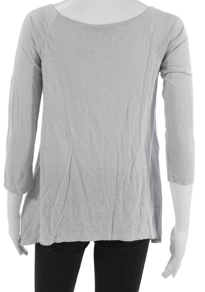 Alice + Olivia Womens Gray Linen Scoop Neck Tunic 3/4 Sleeve Size XS