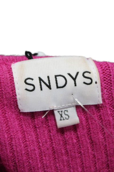 SNDYS. Womens Cropped V Neck Long Sleeve Pink Viscose Top Size XS