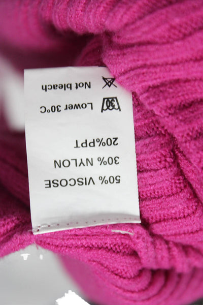 SNDYS. Womens Cropped V Neck Long Sleeve Pink Viscose Top Size XS