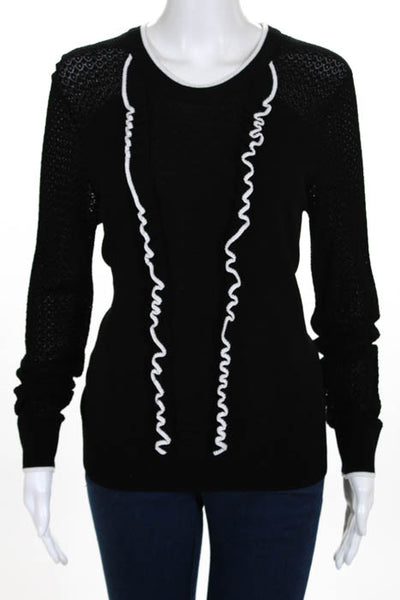 Shoshanna Black Nia Ruffle Sweater 295 Size Large 10474330