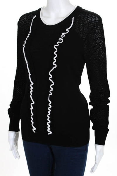 Shoshanna Black Nia Ruffle Sweater 295 Size Large 10474330