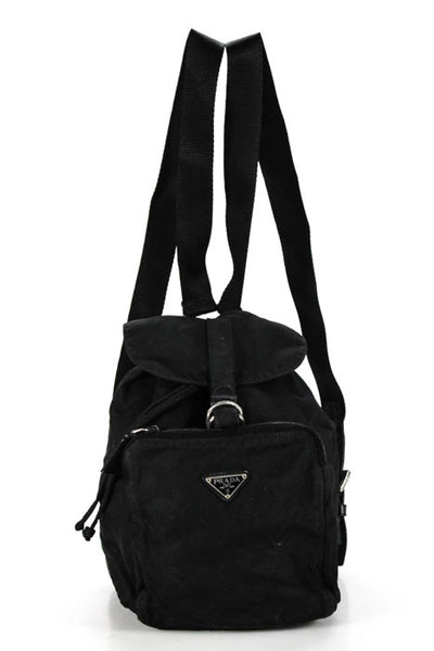 Prada Black Drawstring Top Pocketed Small Backpack