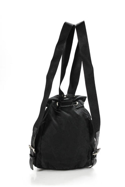 Prada Black Drawstring Top Pocketed Small Backpack