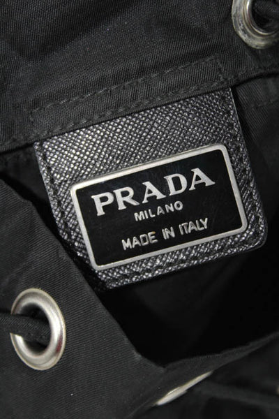 Prada Black Drawstring Top Pocketed Small Backpack