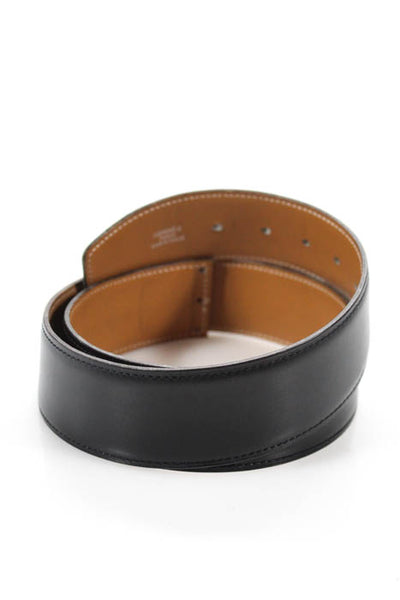 Hermes Black Leather Wide Belt Size 8