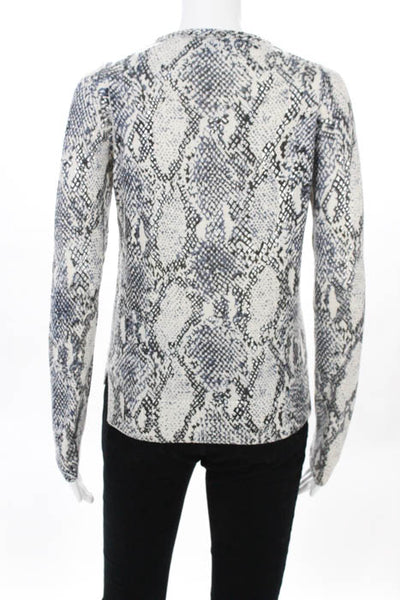 Generation Love Blue Gray White Snake Skin Print Long Sleeve Shirt Size Small
