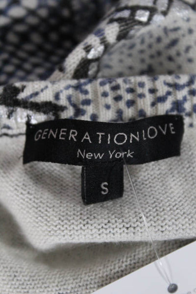 Generation Love Blue Gray White Snake Skin Print Long Sleeve Shirt Size Small