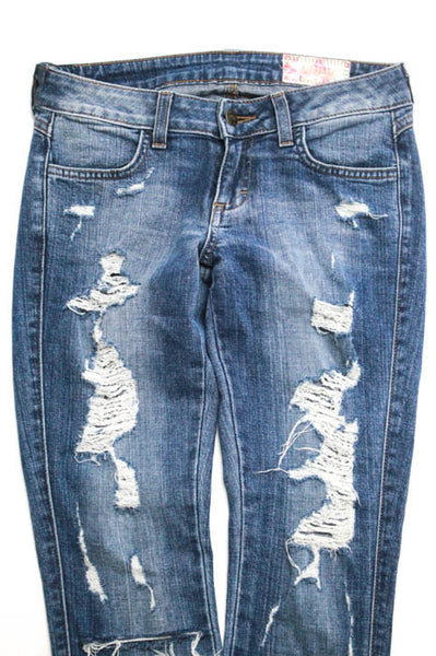 3x1 NYC Blue Cotton Mid Rise Light Wash Skinny Leg Jean Pants Size 24